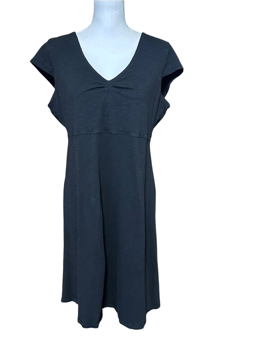 Toad & Co Rosemarie Dress Womens XL Organic Cotton Boho Black Sustainable VNeck